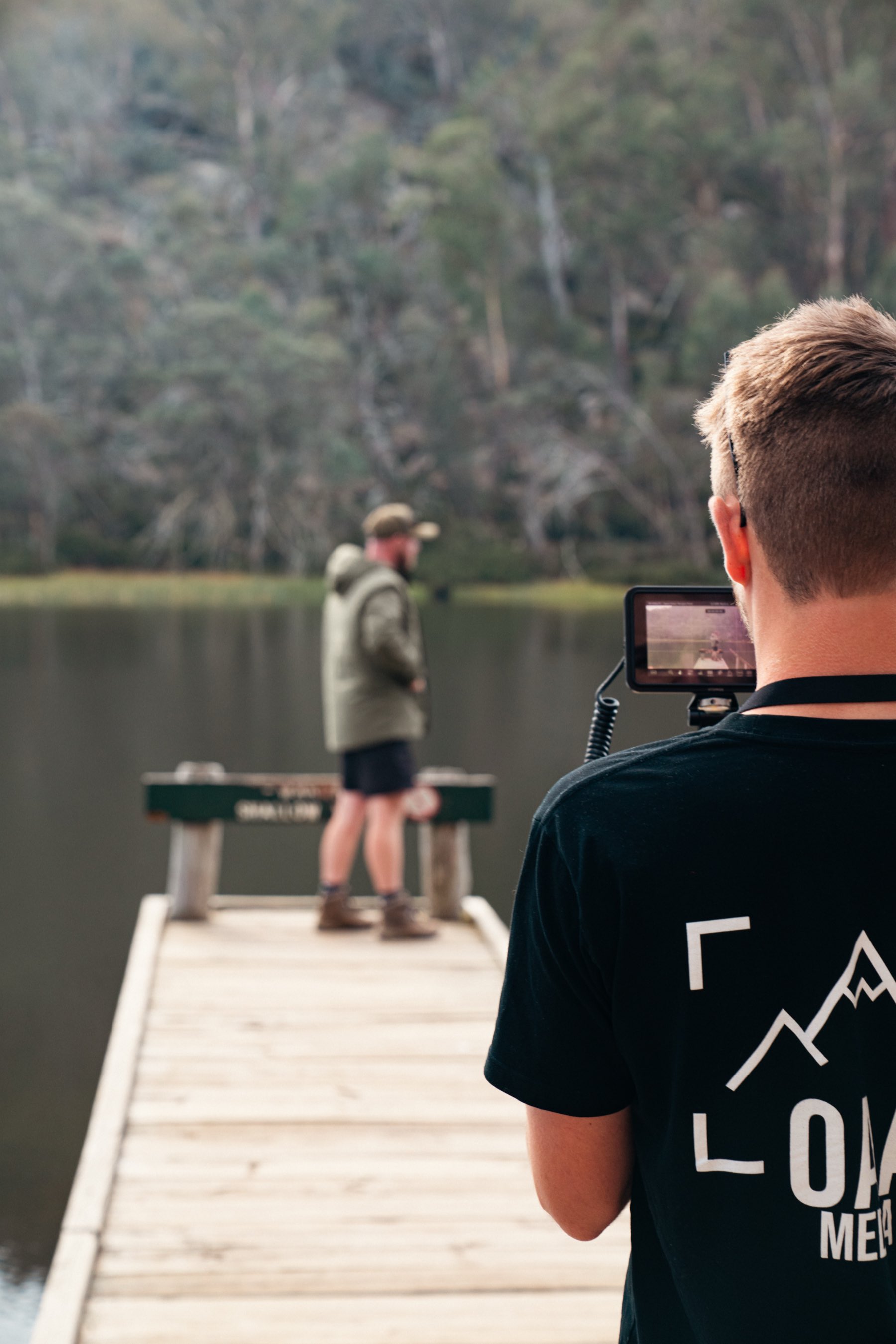 Sam filming on the jetty