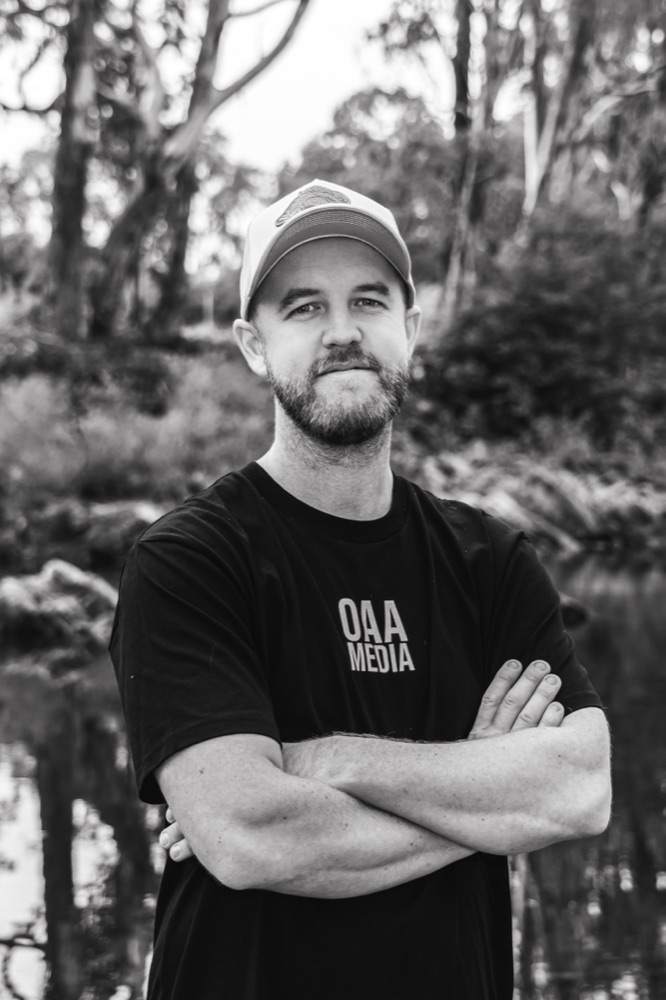 Jake Miles, co-founder of OAA Media, on location in North East Victoria